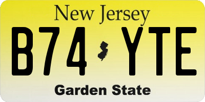 NJ license plate B74YTE