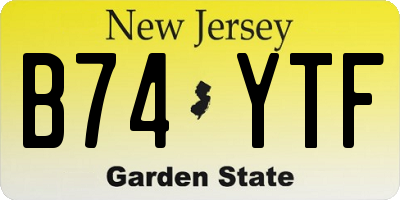 NJ license plate B74YTF