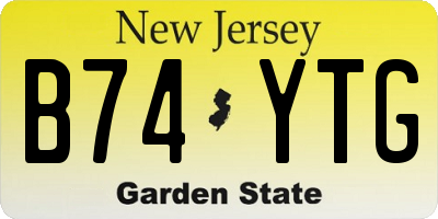 NJ license plate B74YTG
