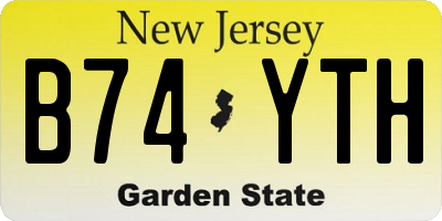 NJ license plate B74YTH