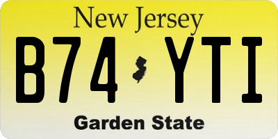 NJ license plate B74YTI