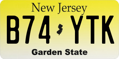 NJ license plate B74YTK