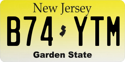 NJ license plate B74YTM