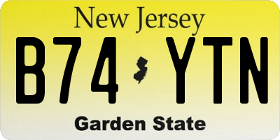 NJ license plate B74YTN