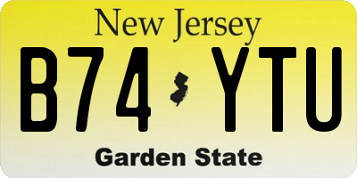 NJ license plate B74YTU