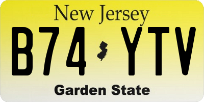NJ license plate B74YTV