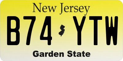 NJ license plate B74YTW