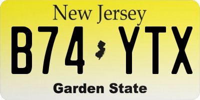 NJ license plate B74YTX