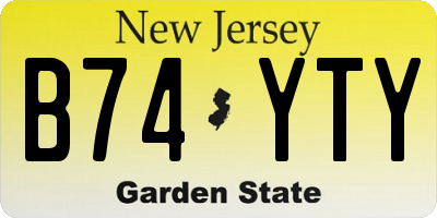 NJ license plate B74YTY
