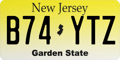 NJ license plate B74YTZ