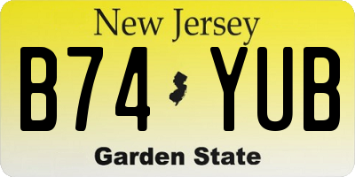NJ license plate B74YUB