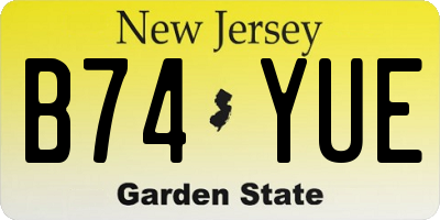 NJ license plate B74YUE