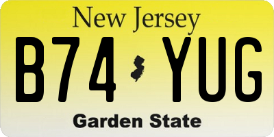 NJ license plate B74YUG