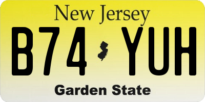 NJ license plate B74YUH