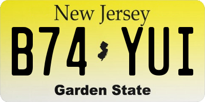 NJ license plate B74YUI
