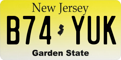 NJ license plate B74YUK