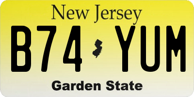 NJ license plate B74YUM