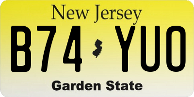 NJ license plate B74YUO