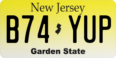 NJ license plate B74YUP