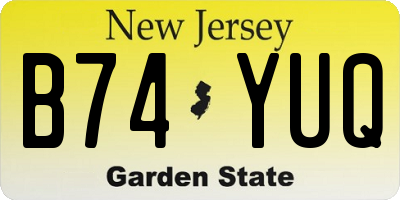 NJ license plate B74YUQ