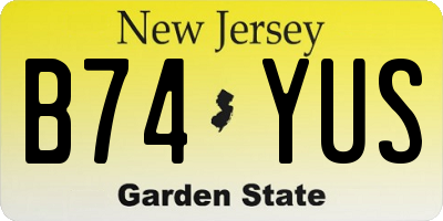 NJ license plate B74YUS