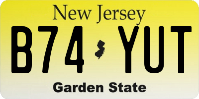 NJ license plate B74YUT