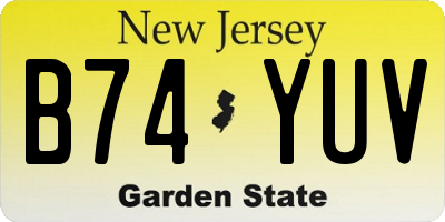 NJ license plate B74YUV