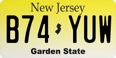 NJ license plate B74YUW