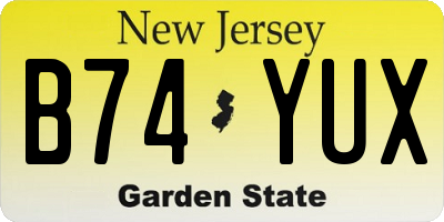 NJ license plate B74YUX
