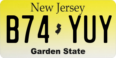 NJ license plate B74YUY
