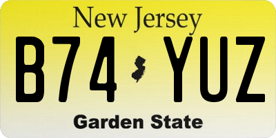 NJ license plate B74YUZ
