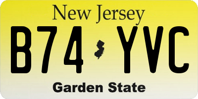 NJ license plate B74YVC