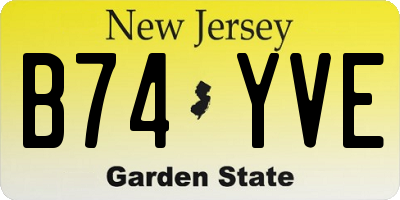 NJ license plate B74YVE