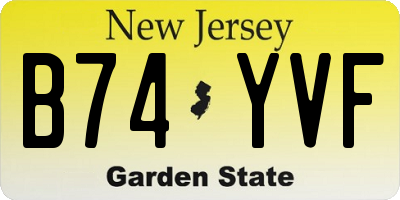 NJ license plate B74YVF
