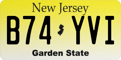 NJ license plate B74YVI