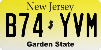 NJ license plate B74YVM