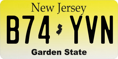 NJ license plate B74YVN