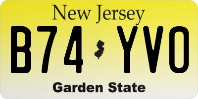 NJ license plate B74YVO