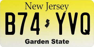 NJ license plate B74YVQ