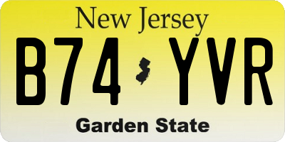NJ license plate B74YVR