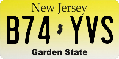 NJ license plate B74YVS