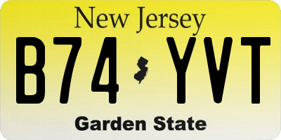 NJ license plate B74YVT