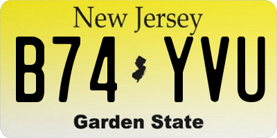 NJ license plate B74YVU