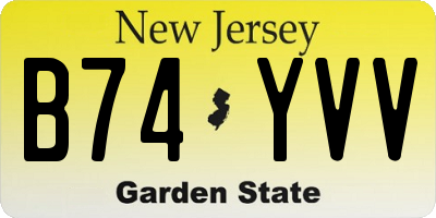 NJ license plate B74YVV