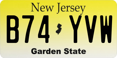 NJ license plate B74YVW