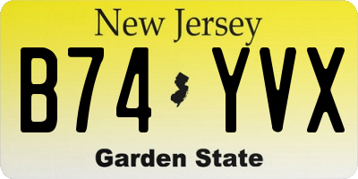 NJ license plate B74YVX