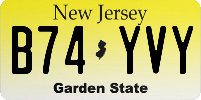 NJ license plate B74YVY
