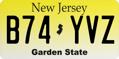 NJ license plate B74YVZ