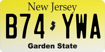 NJ license plate B74YWA