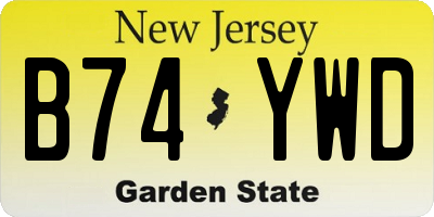 NJ license plate B74YWD